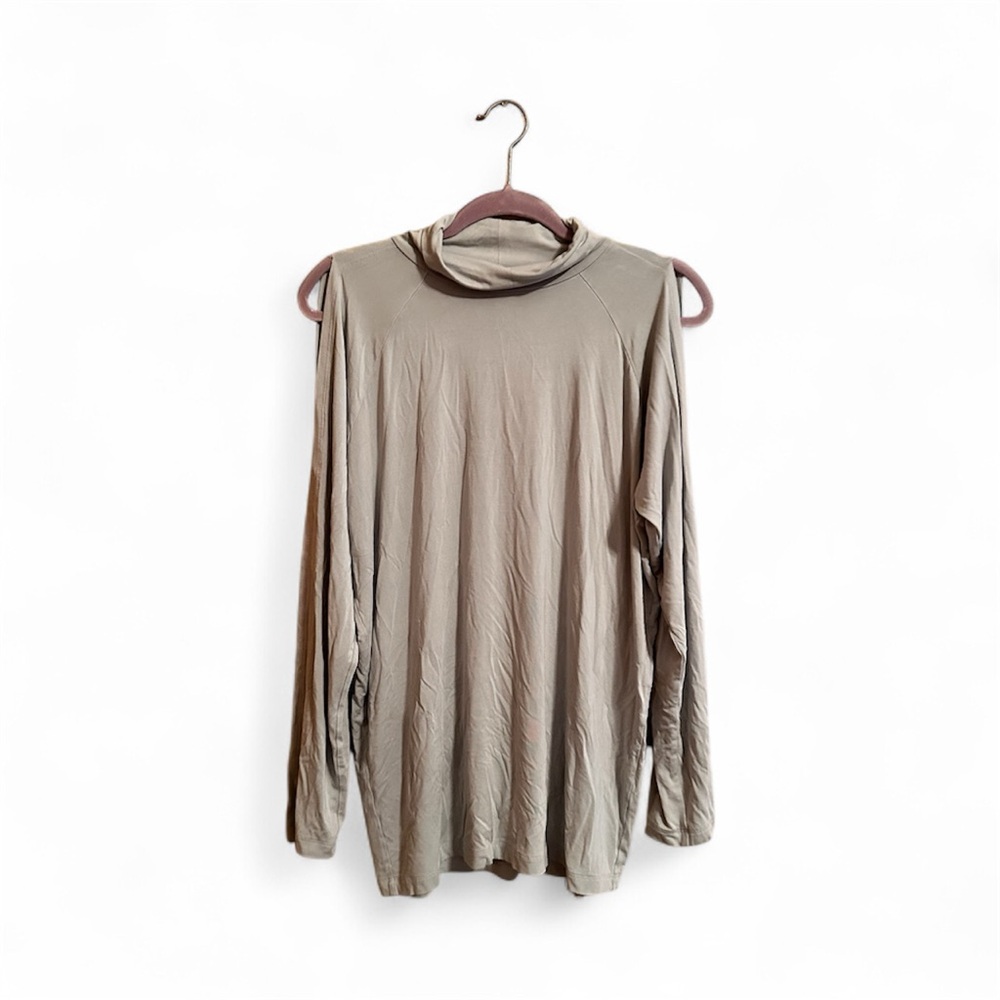 Athleta Taupe Light Gray Long Sleeve Women's Top Cold Shoulder